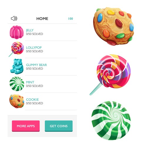 Six icon set for Logo Candy Game app