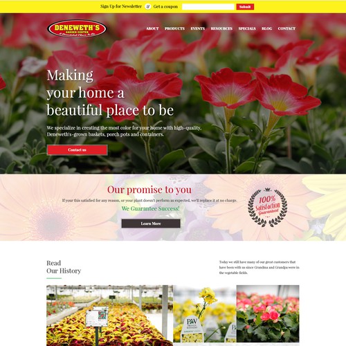 Create a landing page for a growing Independent Garden Center