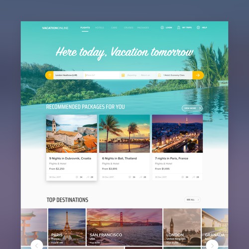 Web design for a travel booking company