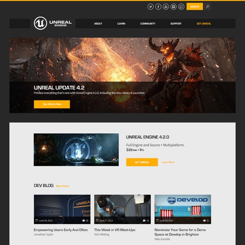 Unreal Engine 4 Landing Page Design