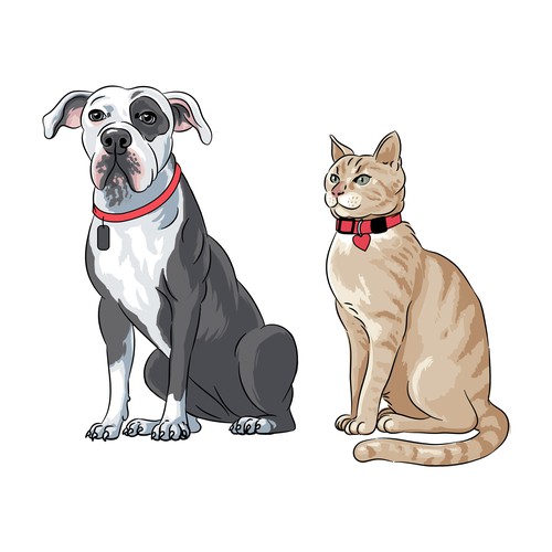 Cat and dog drawing