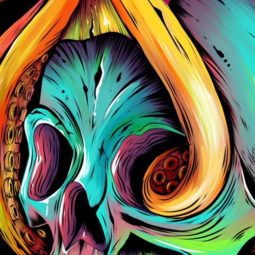 Octopus on skull for album cover