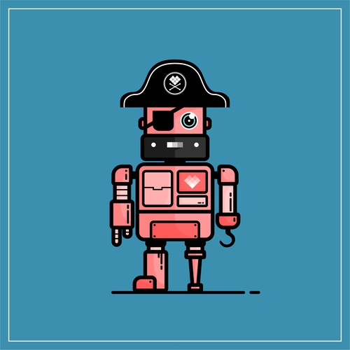 Mascot Design for Just Social (Pirate - Retro Bot)