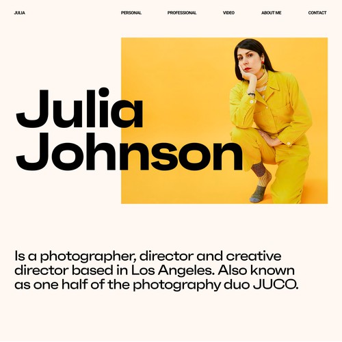 Website concept for a Julia Johnson — 0photographer, director and creative director based in Los Angeles