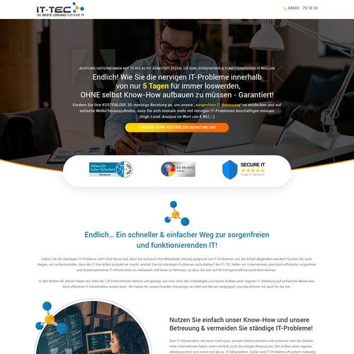 Landing page design