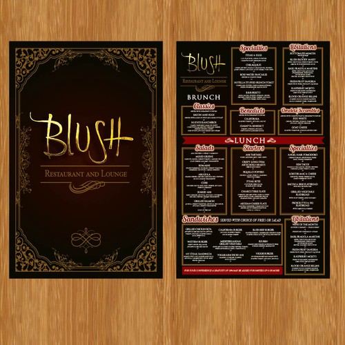 Menu design for bar