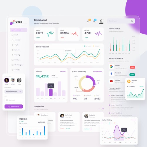 Colorful Admin Dashboard