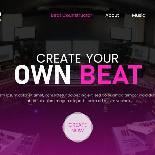 music website landing page