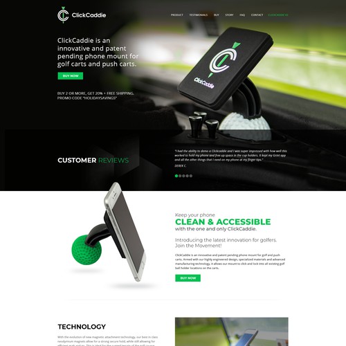 ClickCaddie Landing Page design