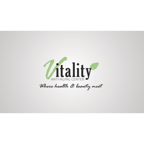 Create the next logo for Vitality Antiaging Center (V in vavaldi) and (itality) in amazone font or just V in vavaldi