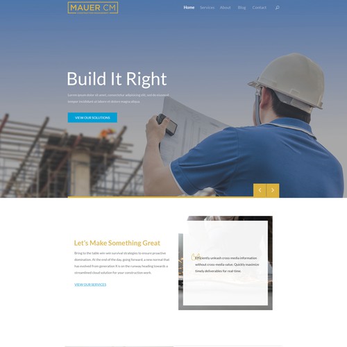 Design an impressive and professional homepage for a construction management company's website