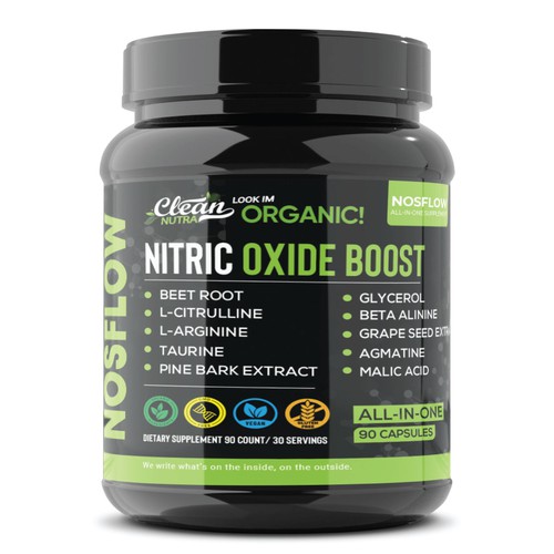 Organic Supplement Label Design for Organic Nitric Oxide Product