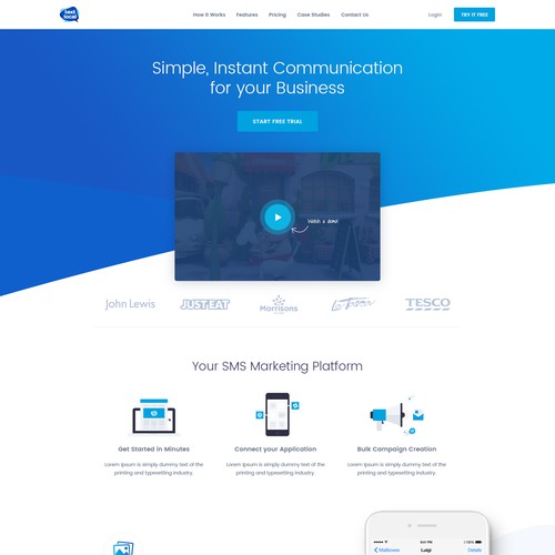 Signup page for Textlocal's Business Messaging Machine