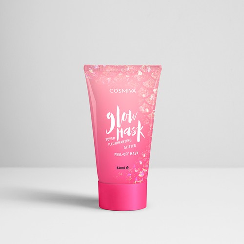 Holographic packaging design for a glitter peel off mask