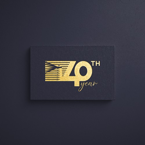 Gold Logo Design 40th year Tech Company.