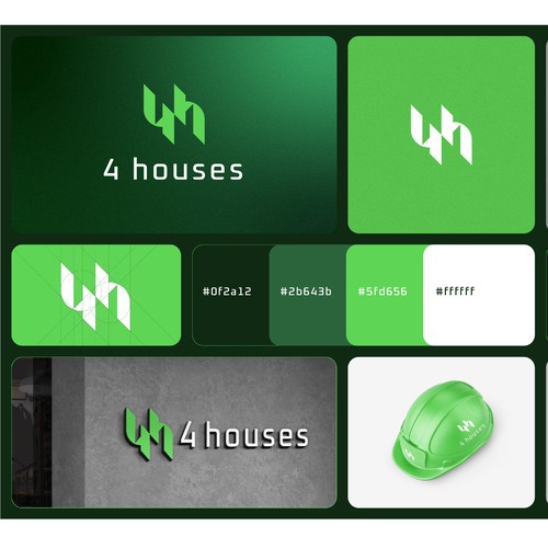 4 Houses — Modern Construction Brand Identity & Monogram Logo