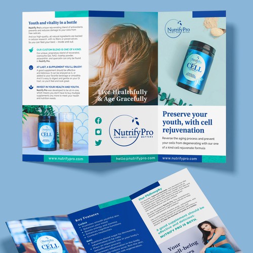 Tri-fold Brochure design for Nutrify Pro Dietary Supplement Brand