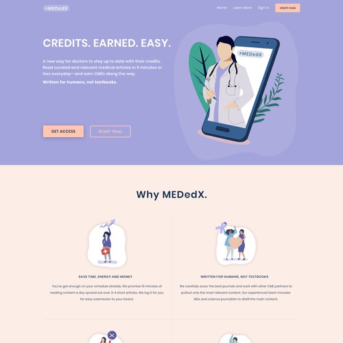 Design for a medical company providing courses for doctors.