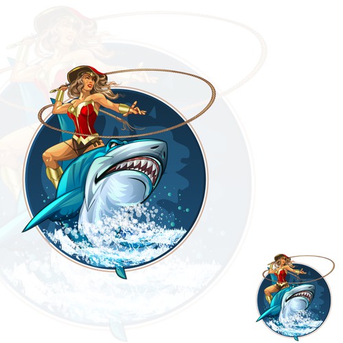 shark rider illustration