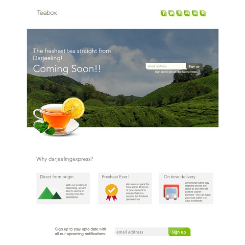 Teabox needs a new landing page
