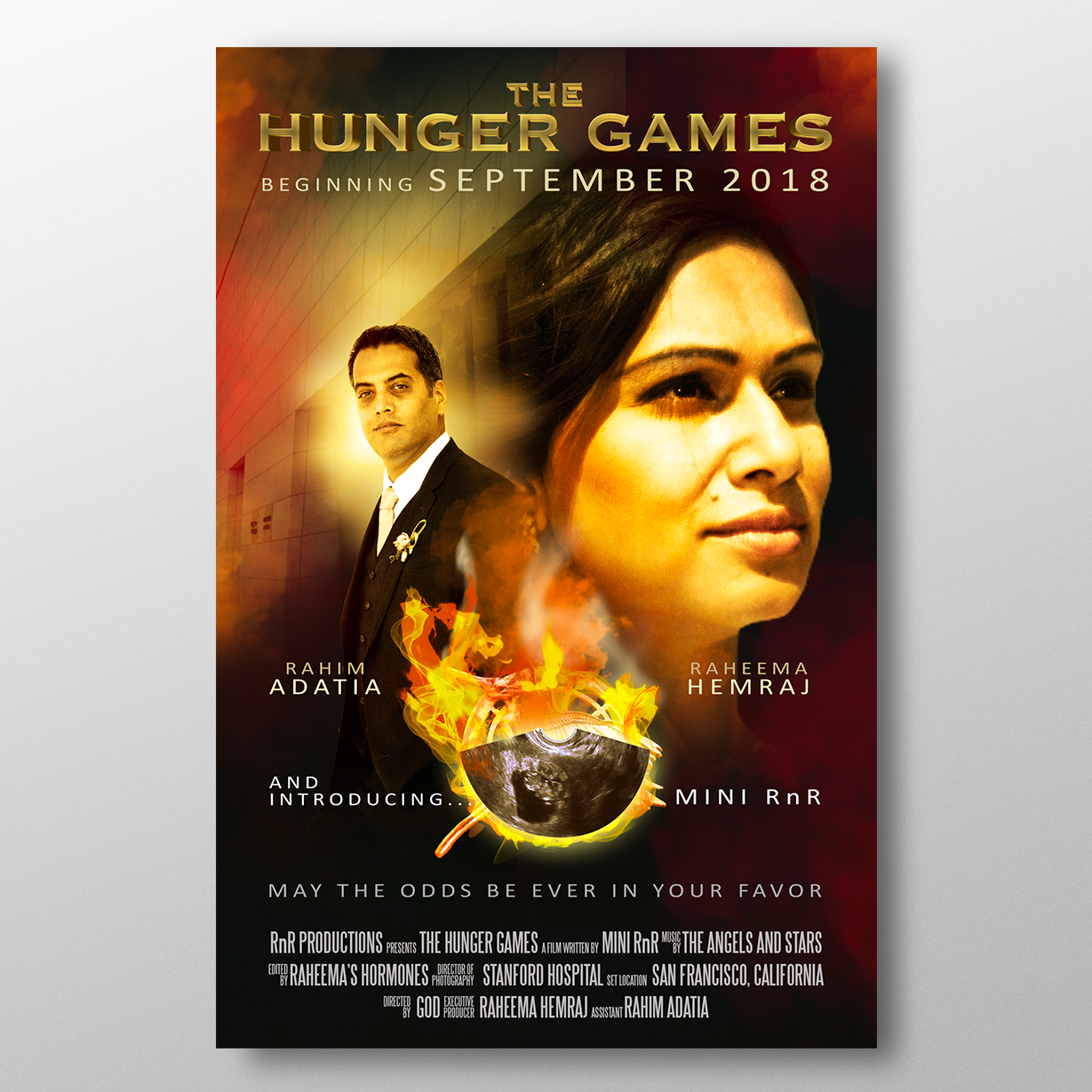 Design a "Hunger Games" themed pregnancy announcement.