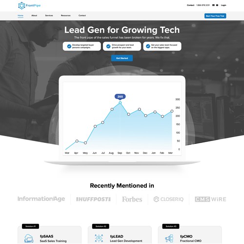 FrontPipe landing page redesgin