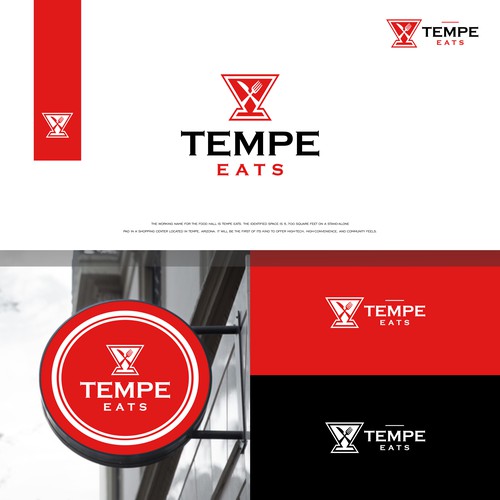 Tempe Eats Logo. Restaurant Logo. Fork and Knife logo. Bar logo. Circle logo. Retaurant Icon. Bistro logo. Signage Logo