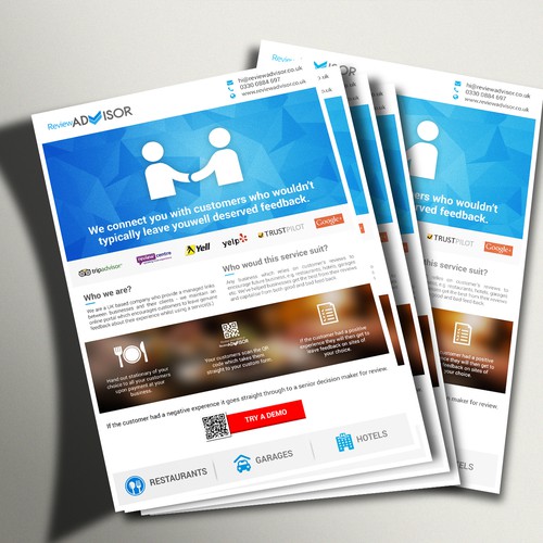 Create a sleek A5 Flyer for a Review Management Company