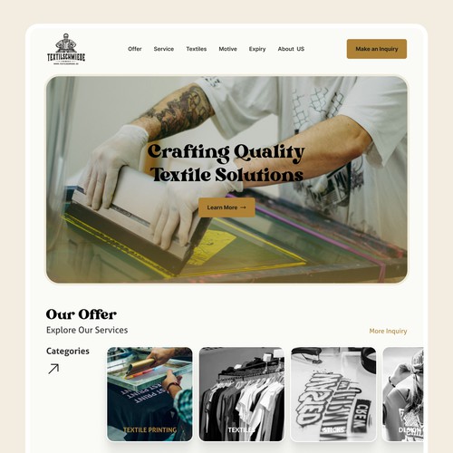 Textile Printing Website Landing Page Design