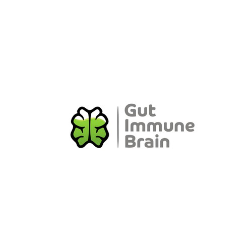 Create a scientific logo design for a health care company, treatment of gut, immune, and brain