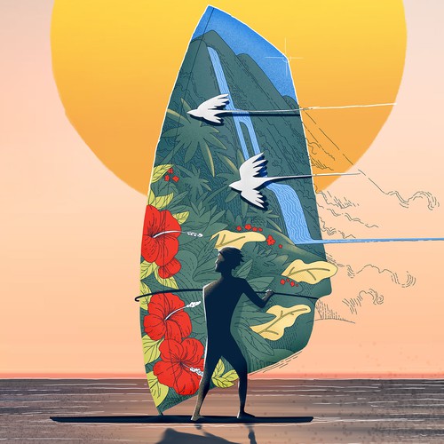 Hawaiian Windsurf illustration