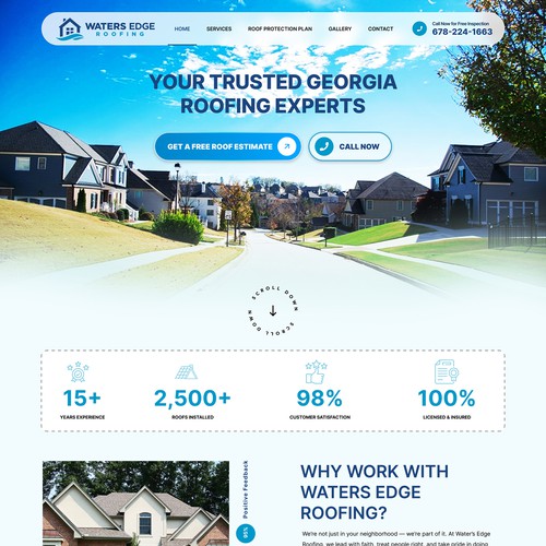 Waters Edge Roofing – Full Homepage Redesign