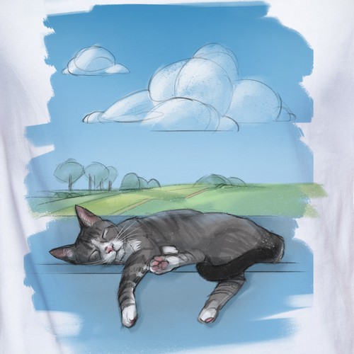 Calming cat illustration