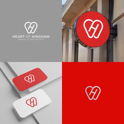 Minimalist logo concept for Heart of Hingham Dental & Aesthetics