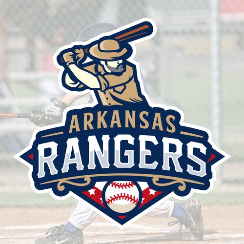 classic logo for youth baseball team based in Arkansas with modern twist