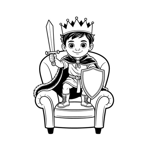 "Young King on the Throne – Mascot Illustration"