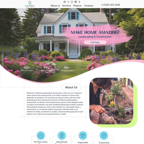 Landing page for a landscaping & constructing company