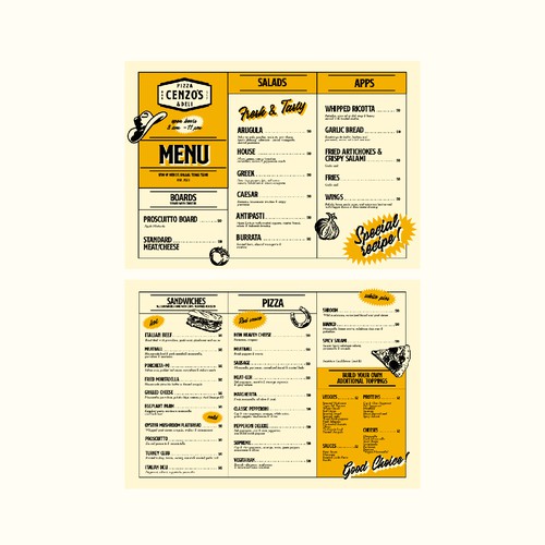 Retro menu design