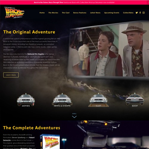 "Back To The Future.com" 30th Anniversary redesign