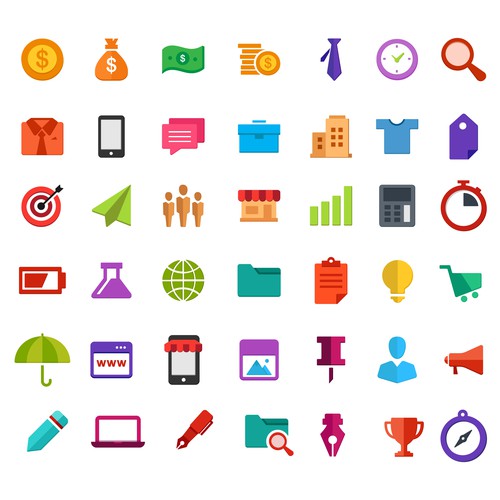 Colourful Business Icon Set