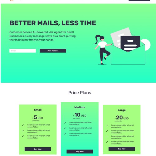 Landing page for mail agent srrvice
