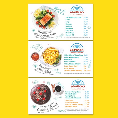 Fish and Chip Shop Menu Design