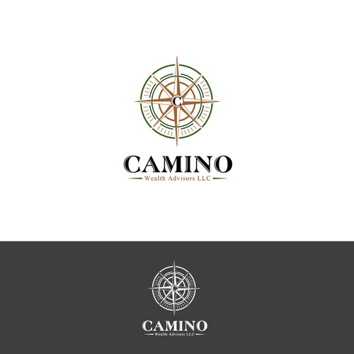 Create a classic elegant compass rose logo for Camino Wealth Advisors (financial planning firm)