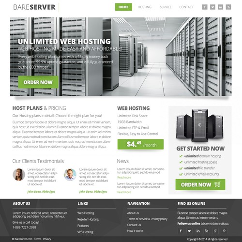 Dedicated hosting only landing page