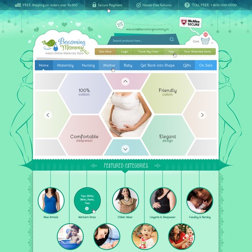 Creative Homepage Design for Online Maternity Ecommerce Store