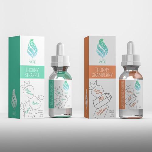 Modern, fun, elegant label and box design for e-liquid