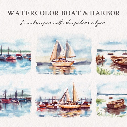 Watercolor Boat & Harbor