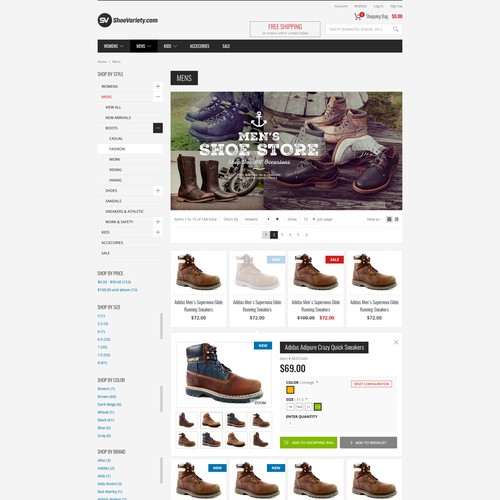 Footwear Store Website Design Contest - Winner Guaranteed