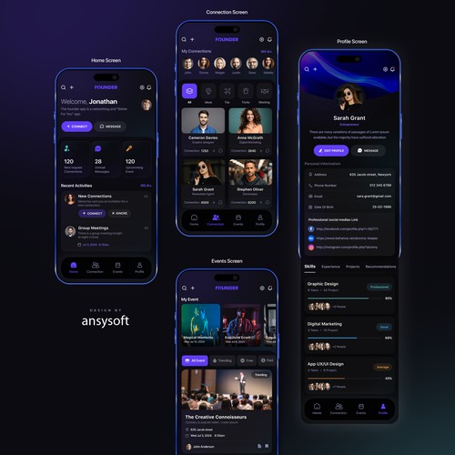 UI for Event and Connection Focused App