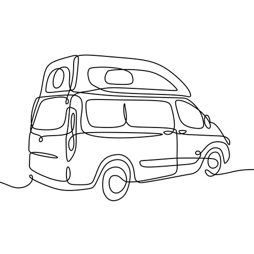 ford nugget car continuous line art drawing